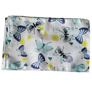 Butterfly Placemats, Set of 4, Fabric, Home Collection, Blue Yellow, Polyester